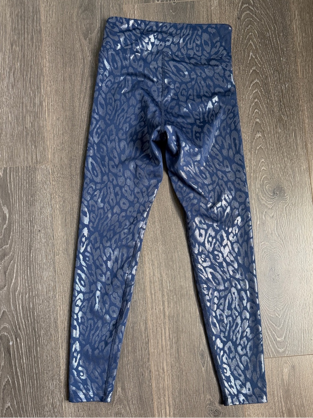 Heroine Sport Navy Blue Metallic Leopard Print Leggings Shimmer Small Luxury Fit - Picture 6 of 7